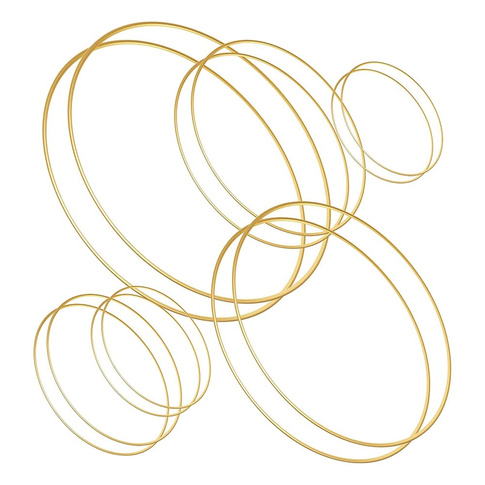 CTRLZS 12 Pcs ​6 Sizes Gold Dream Catcher Metal Rings Floral Hoops Wreath Macrame Creations Ring for DIY Crafts