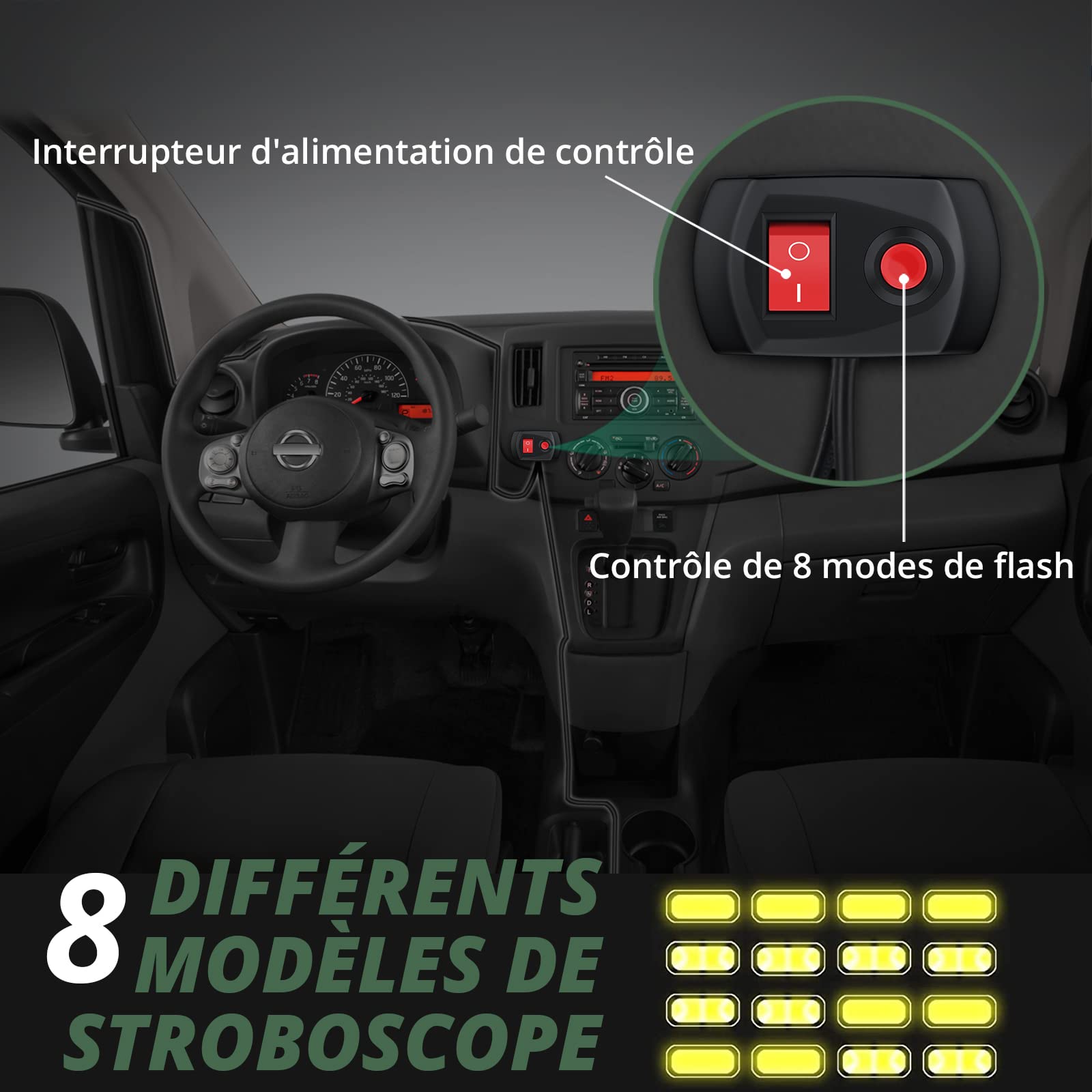 EYPINS 4x Feux de Pénétration à 12 LEDs - 48W Étanche IP68 12/24V Orange - Prise Allume-Cigare 8 Modes Flash Lampe Stroboscopique d'Urgence pour Remorque/Caravane/Van/Camion - CE&ROHS
