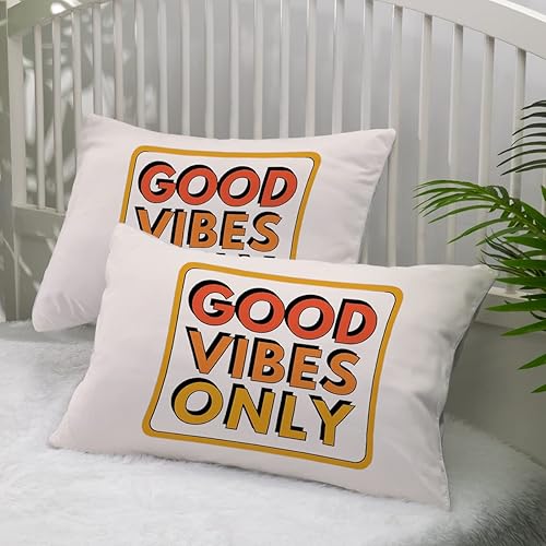 BEDMUST Yellow Letters King Size Pillow Case Set of 1 Good Vibes Only Pattern Pillowcase Set with Envelope Closure Soft Breathable Lightweight