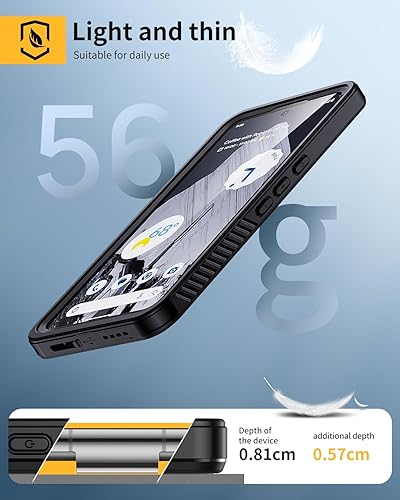 Miniatura 5 de Lanhiem Pixel 8 Pro - Funda impermeable IP68 a prueba de polvo con protector de pantalla integrado, resistente a prueba de golpes, funda