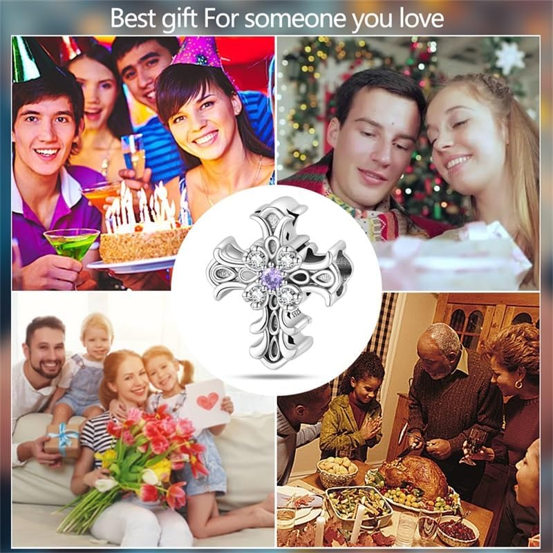 CYCUFF 925 Sterling Silver Charms Suitable for Bracelets Charms Beads, Charm Necklaces Jewellery Gift for Women Family Friends (Romantic Classical Cross Beads) - Image 6