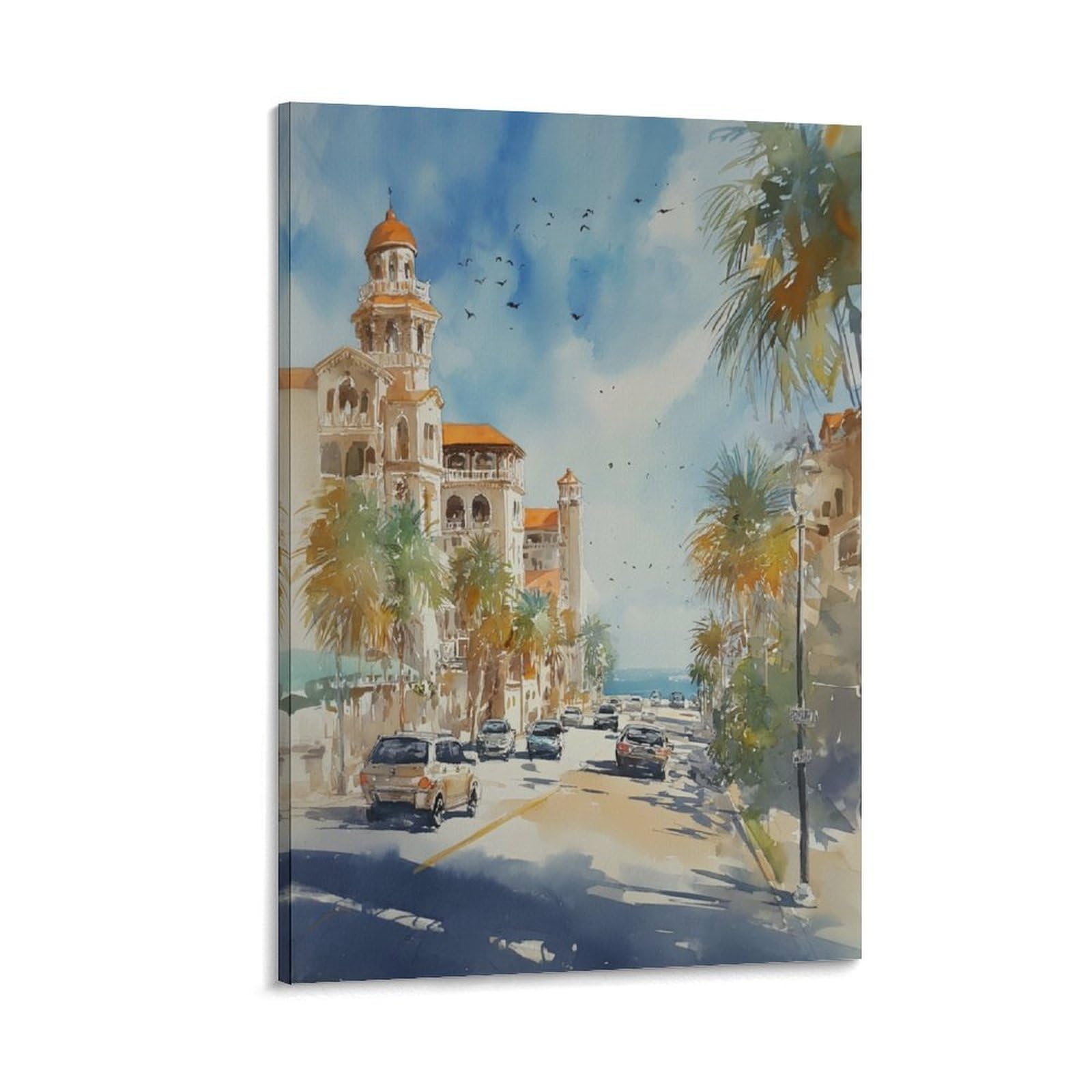 LCYNNH Florida Flower Market Watercolor Painting Orange Blossom Botanical 12x18inch(30x45cm) Print Home Bedroom Office Living Room Decor Canvas