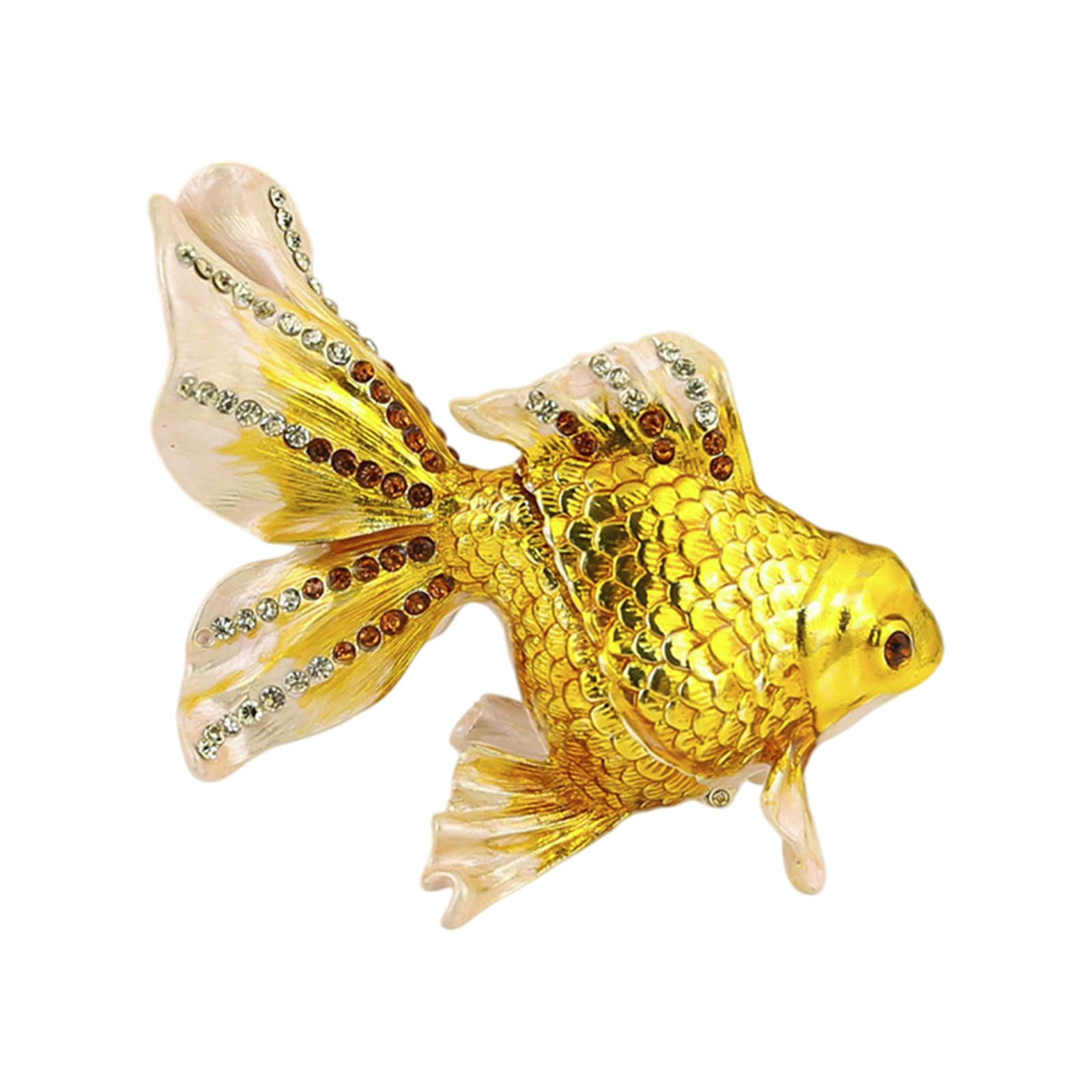 Kaeltsyn Artistic Fish Shape Small Trinket Box Jewelry Container Alloy Texture Suitable for Organization Travel Case