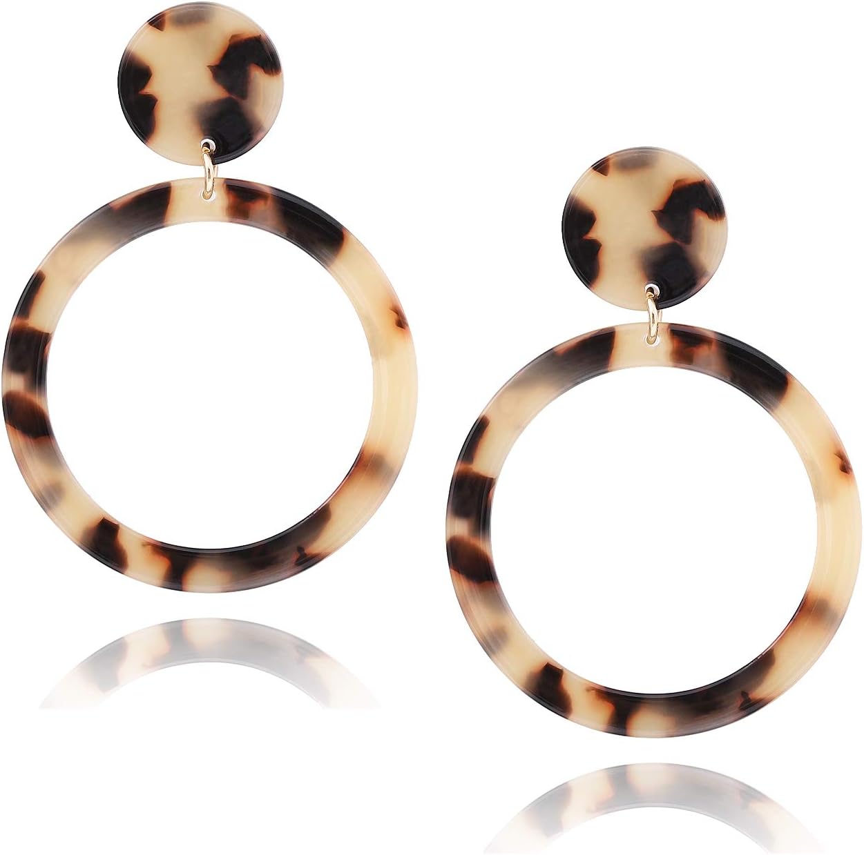 Acrylic for Women Geometry Circle Resin Drop Dangle Earrings Bohemia Tortoise Shell Hoop Earrings Mottled Statement Stud Earrings Fashion Jewelry