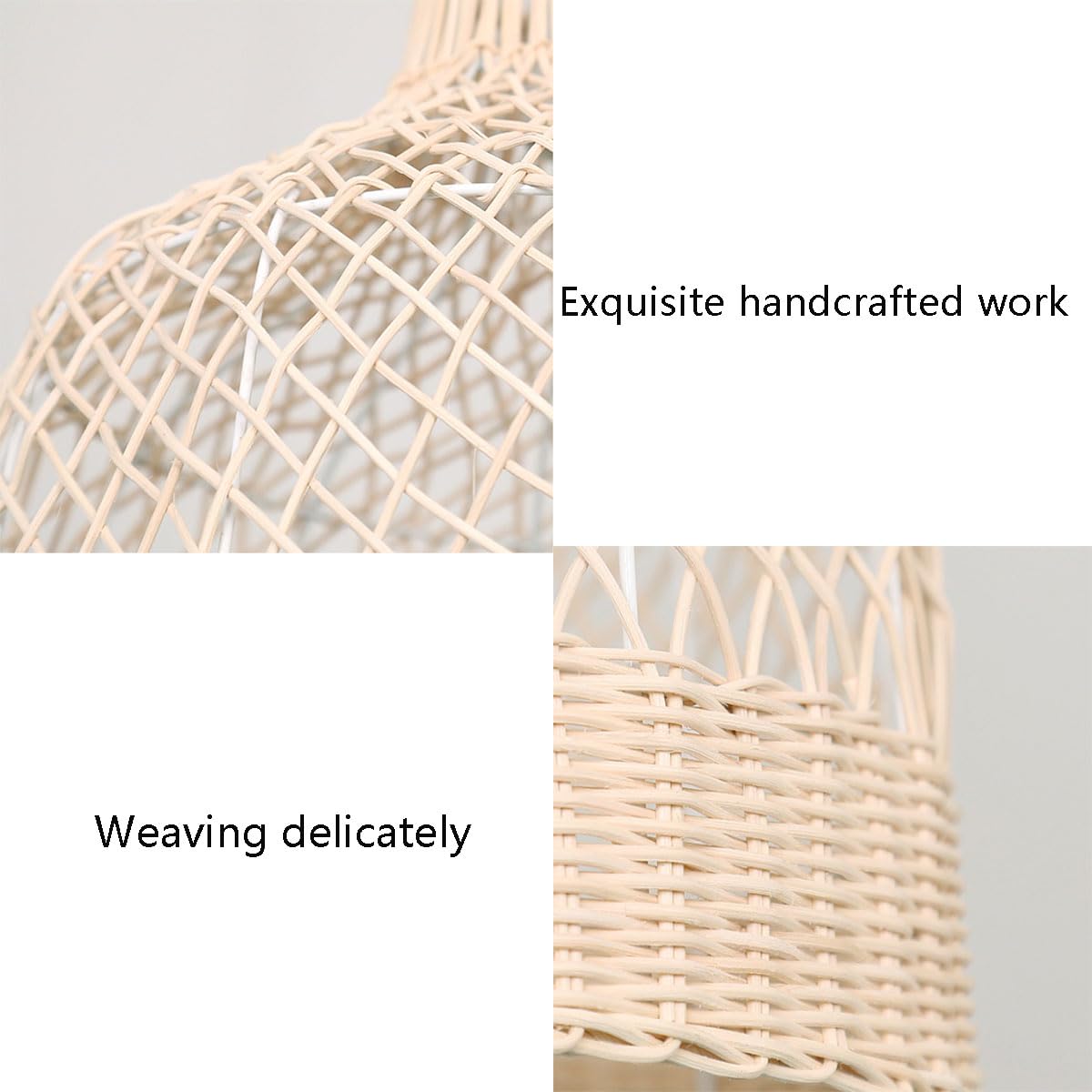 Naturalna rattanowa lampa wisząca z dzwonkiem ręcznie tkana diamentowa krata żyrandol boho wyspa kuchnia lampa wisząca do jadalni,
