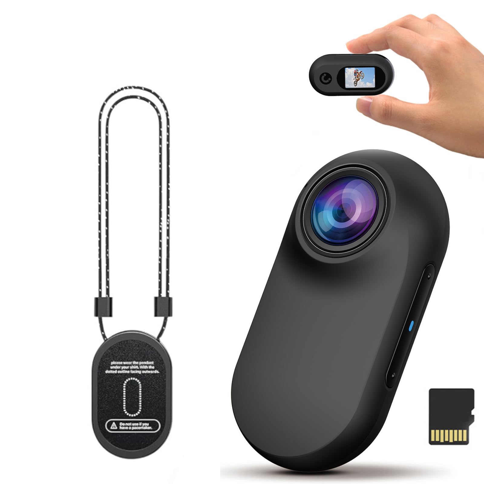 Mini Caméra Sport Magnétique Portable pour Moto Vélo Vlog（Noir mat,16G）