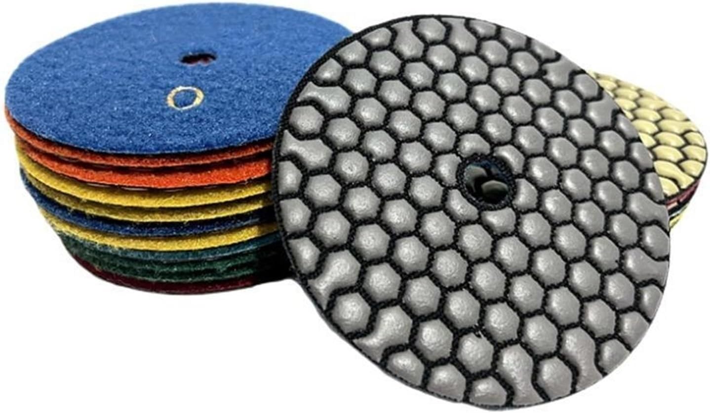 7pcs/Set 5 Inch Diamond Dry Polishing Disc Sharp Flexible 125mm Polishing Pads for Granite Marble Stone Concrete Sanding Disc (Size : 3, Color : 7 PCS_5 INCHES)