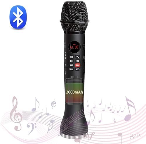 SHENGY Kabelloser Karaoke Handheld-Mikrofonlautsprecher 4-in-1-Heim-KTV-Party-Muisc-TF-Karte fA r Android-Smartphones und iPads Black SHENGY Kabelloser Karaoke Handheld-Mikrofonlautsprecher 4-in-1-Heim-KTV-Party-Muisc-TF-Karte fA r Android-Smartphones und iPads Black