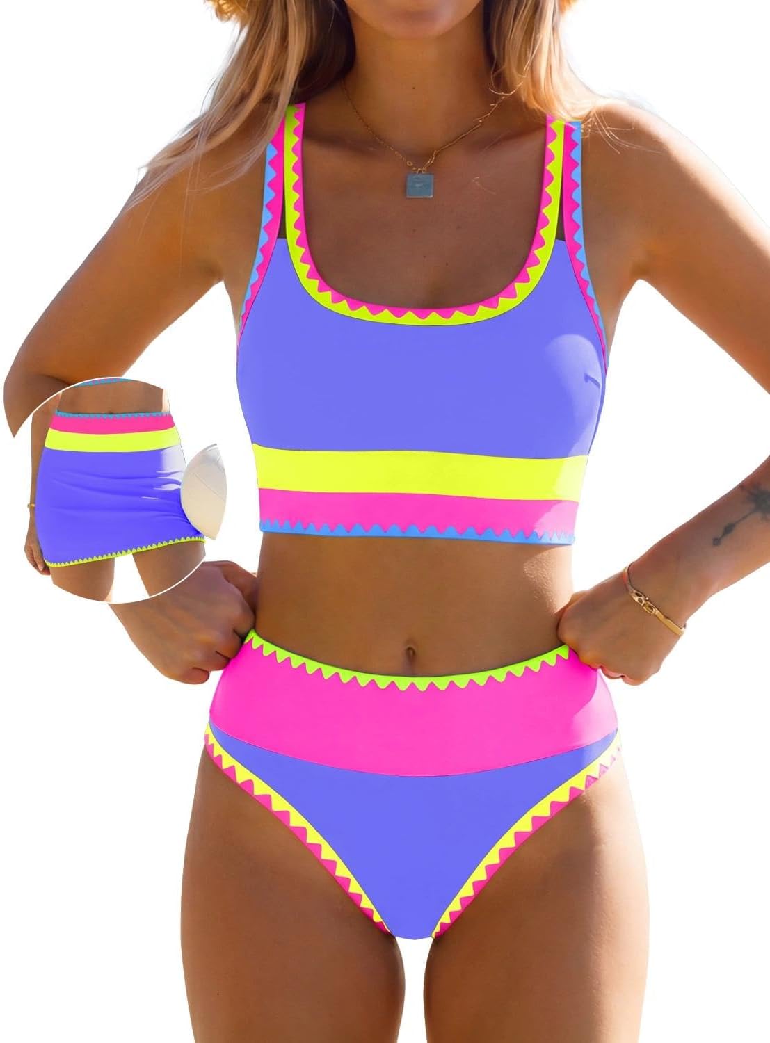 popvil High Waisted Bikini Sets for Women 3 Piece Swimsuits Tummy Control Bathing Suits with Skirt Beach Vacation 2026