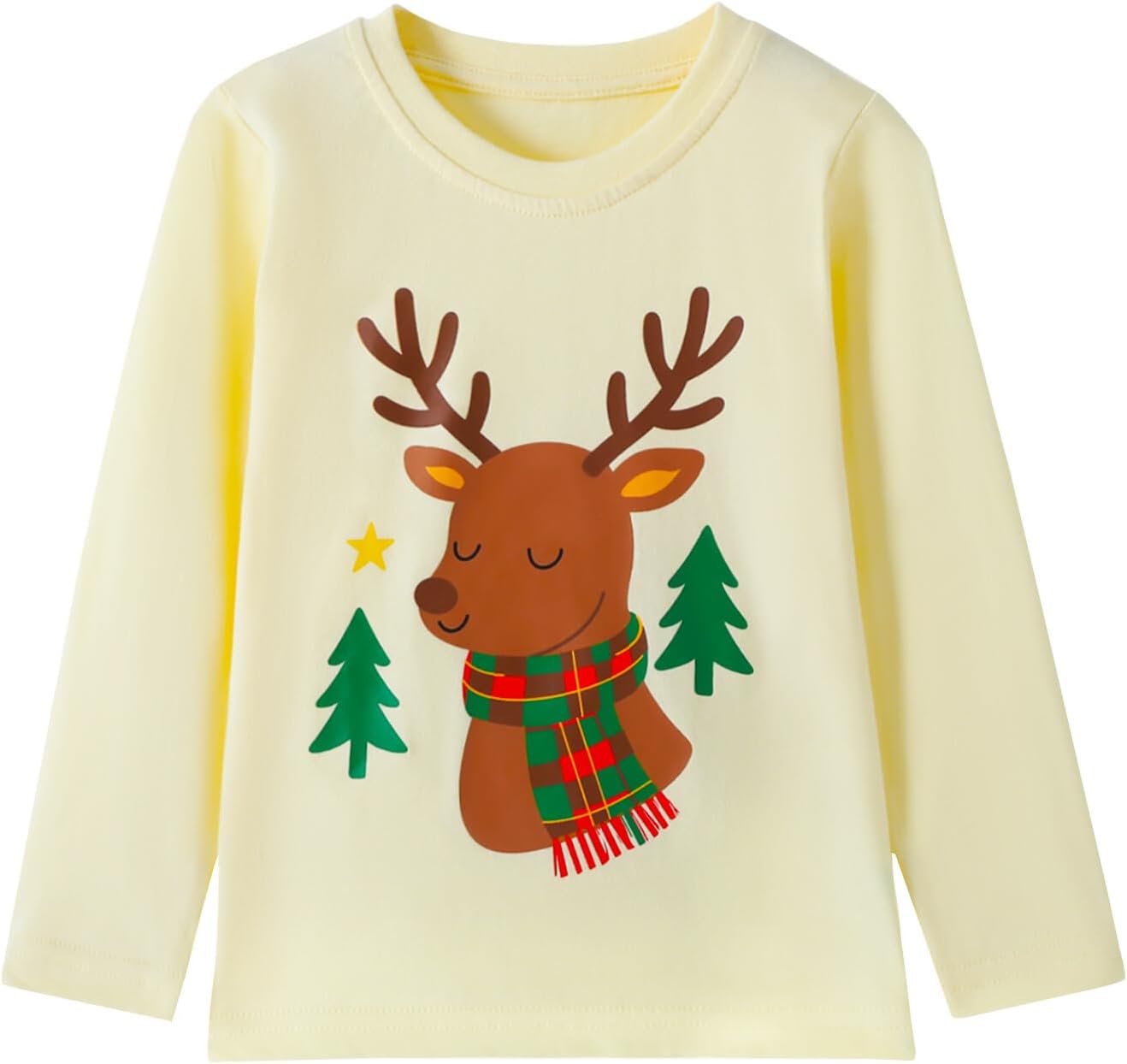 HILEELANG Toddler Girl Long Sleeve Graphic Tees, 100% Cotton, 3-Pack, 2-7 Years, Spring & Fall Layering Shirts - Image 3