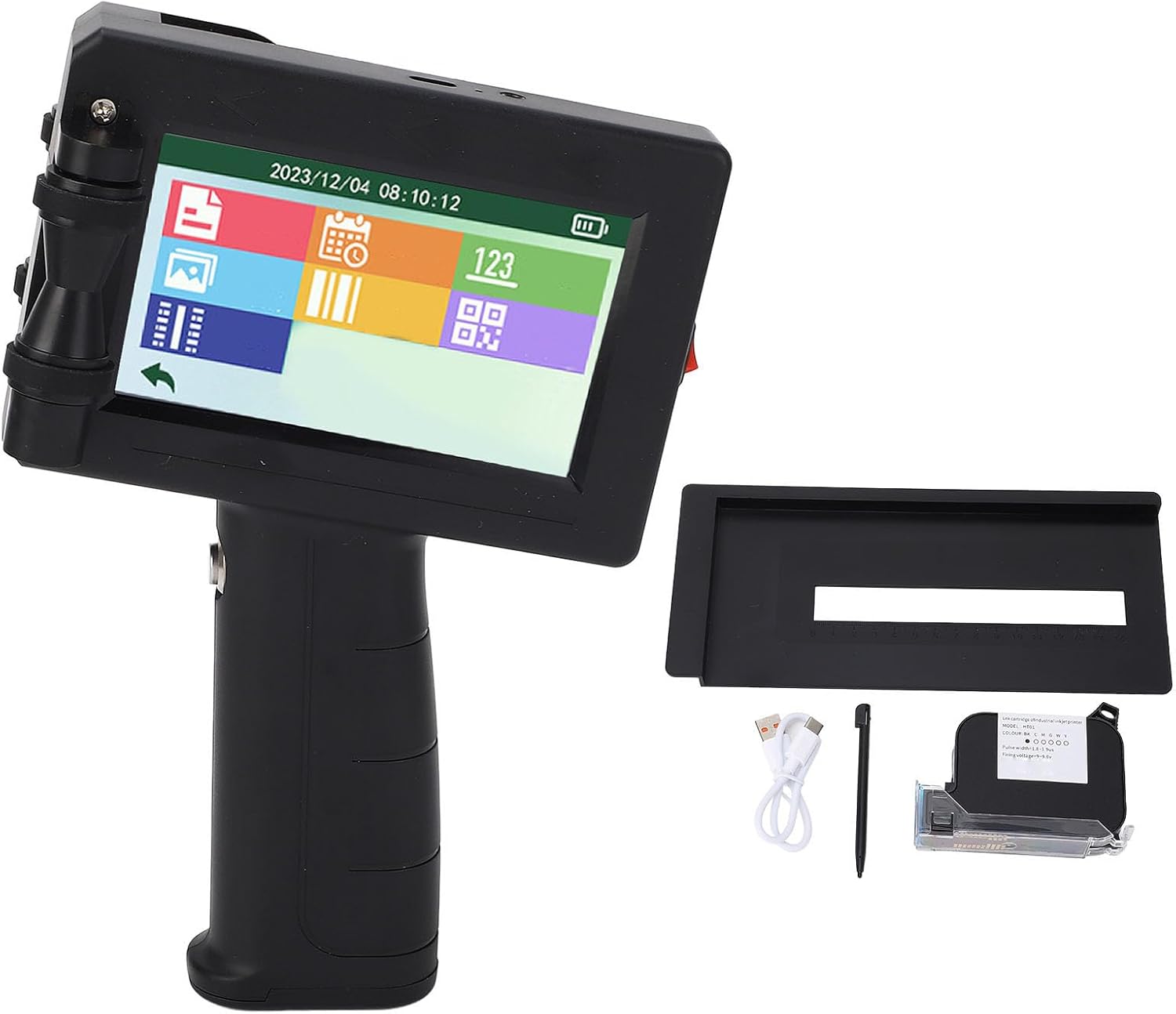 12.7mm Portable Inkjet Printer, Quick Dry Portable Inkjet Printer with 4.3 Inch Touch Screen, Printer Gun