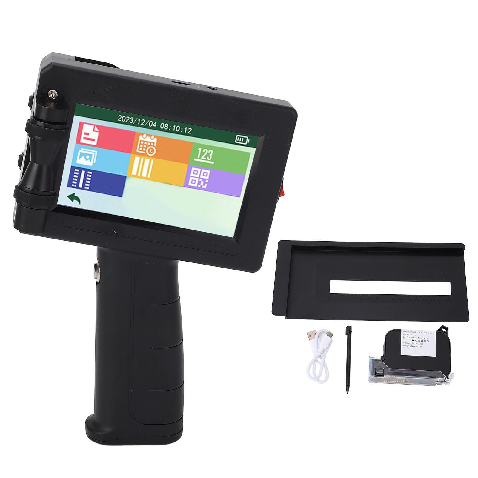 12.7mm Portable Inkjet Printer, Quick Dry Portable Inkjet Printer with 4.3 Inch Touch Screen, Printer Gun