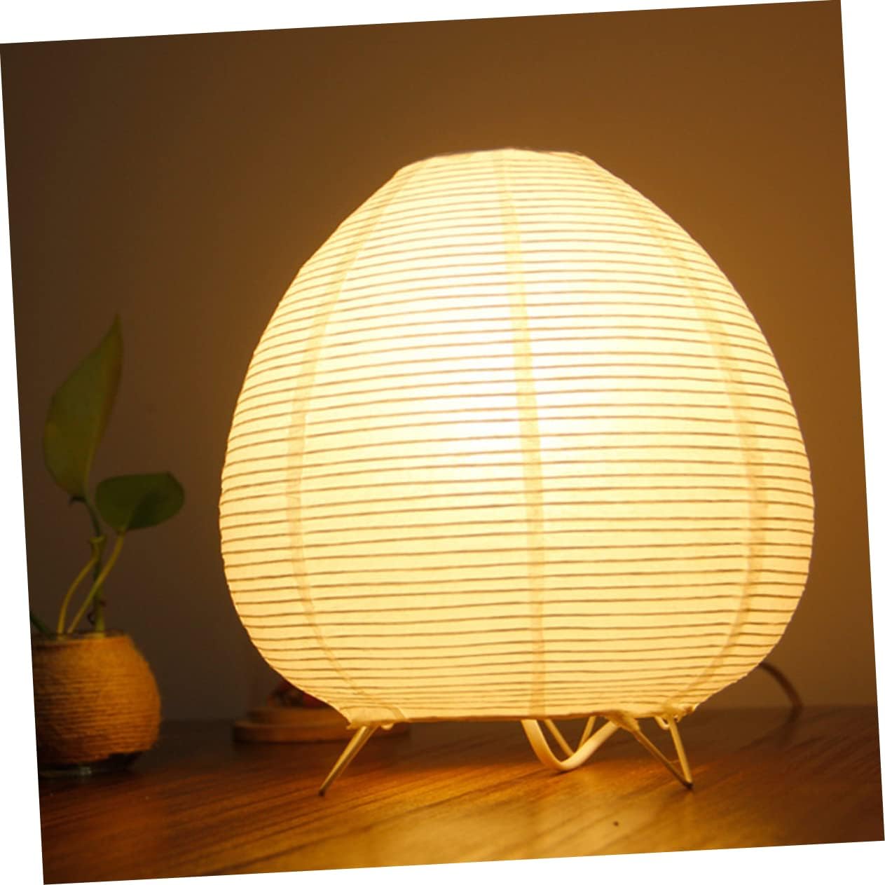 Paper Lantern Table Lamp - Modern Rice Paper Nightstand Light for Bedroom and Living Room Soft Warm Glow Ac110 Compatible
