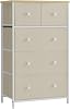 SONGMICS Chest of Drawers, Fabric 5-Drawer Storage Organiser Unit, Dresser, for Living Room, Hallway, Nursery, Camel Yellow and Cream White LTS514W01