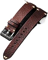 HYOPBSCN WCC00816 Handmade Leather Strap, 18 19 20 21 22MM, Crazy Horse Brown Black Men's Vintage Fitted Military Watch Antique Bracelet