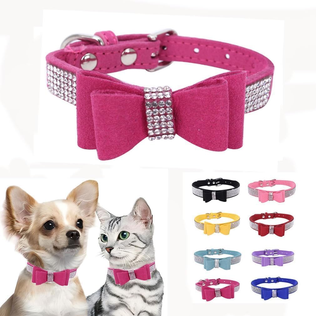 Cute Dog Collar with Bling Rhinestone, Fancy Crystal Diamond Glitter Pretty Jewel Soft Cat Collars for Small Medium Large Breed Dogs Girl Female Pet Puppy Kitten Terrier (S, Black2) image 5