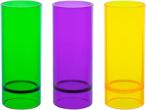 Party Essentials Hard Plastic 2-Ounce Shot Glasses/Shooters, 10 Count, Mardi Gras Mix