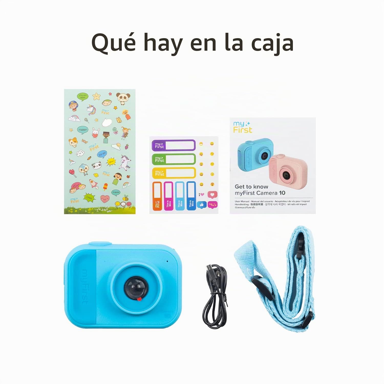 Cámara Digital compacta myFirst Camera 10 para niños de 4 a 12 años; cámara Infantil con Fotos y vídeos de 5 MP, Almacenamiento de 32 GB; Regalo de cumpleaños para niños y niñas (Azul)