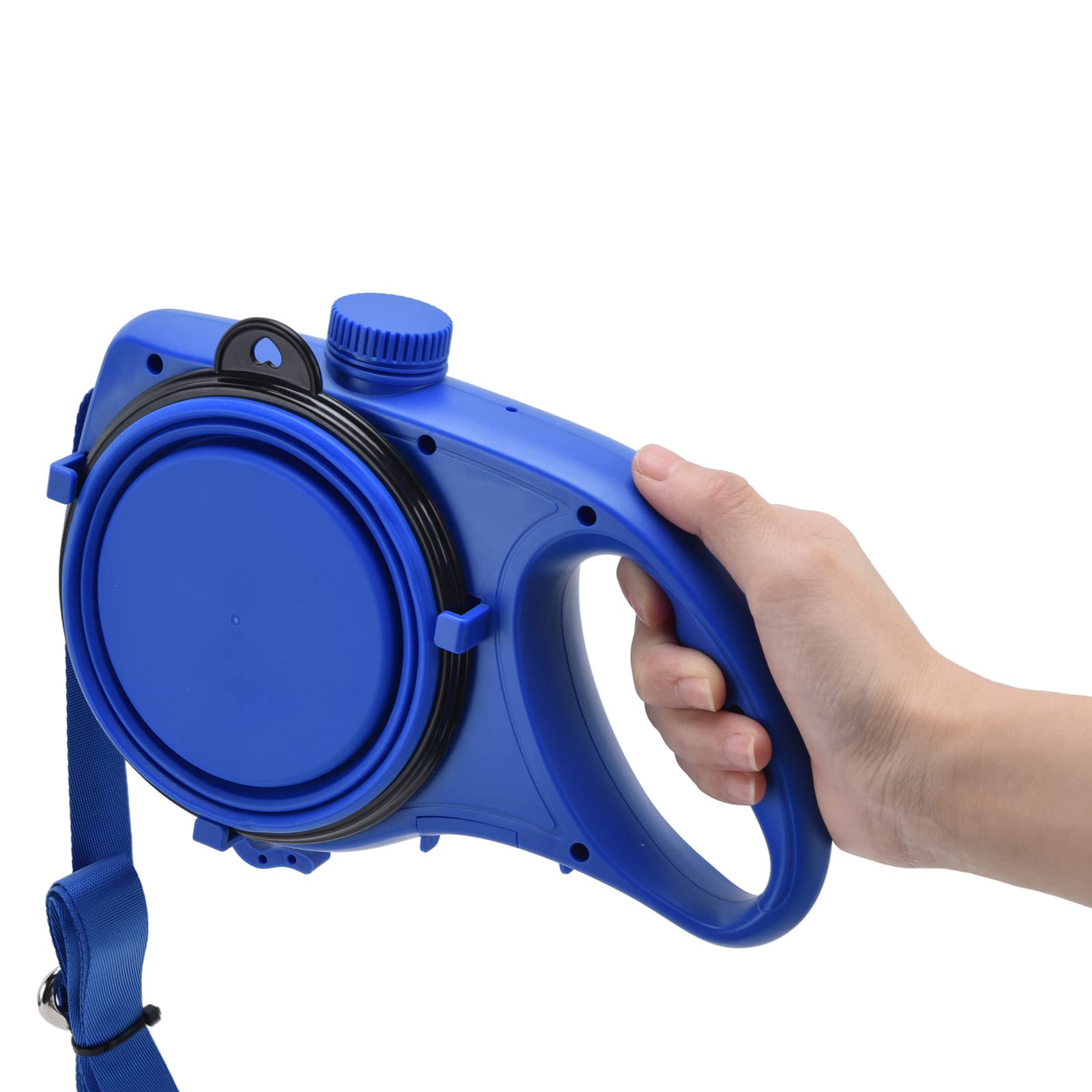 Correa de Perro Multifunción Portátil, Correa para Mascotas con Cuenco de Agua Plegable, Adecuada para Perros Pequeños y Medianos (9,1 x 6,7 x 2,0 Pulgadas)(Azul)
