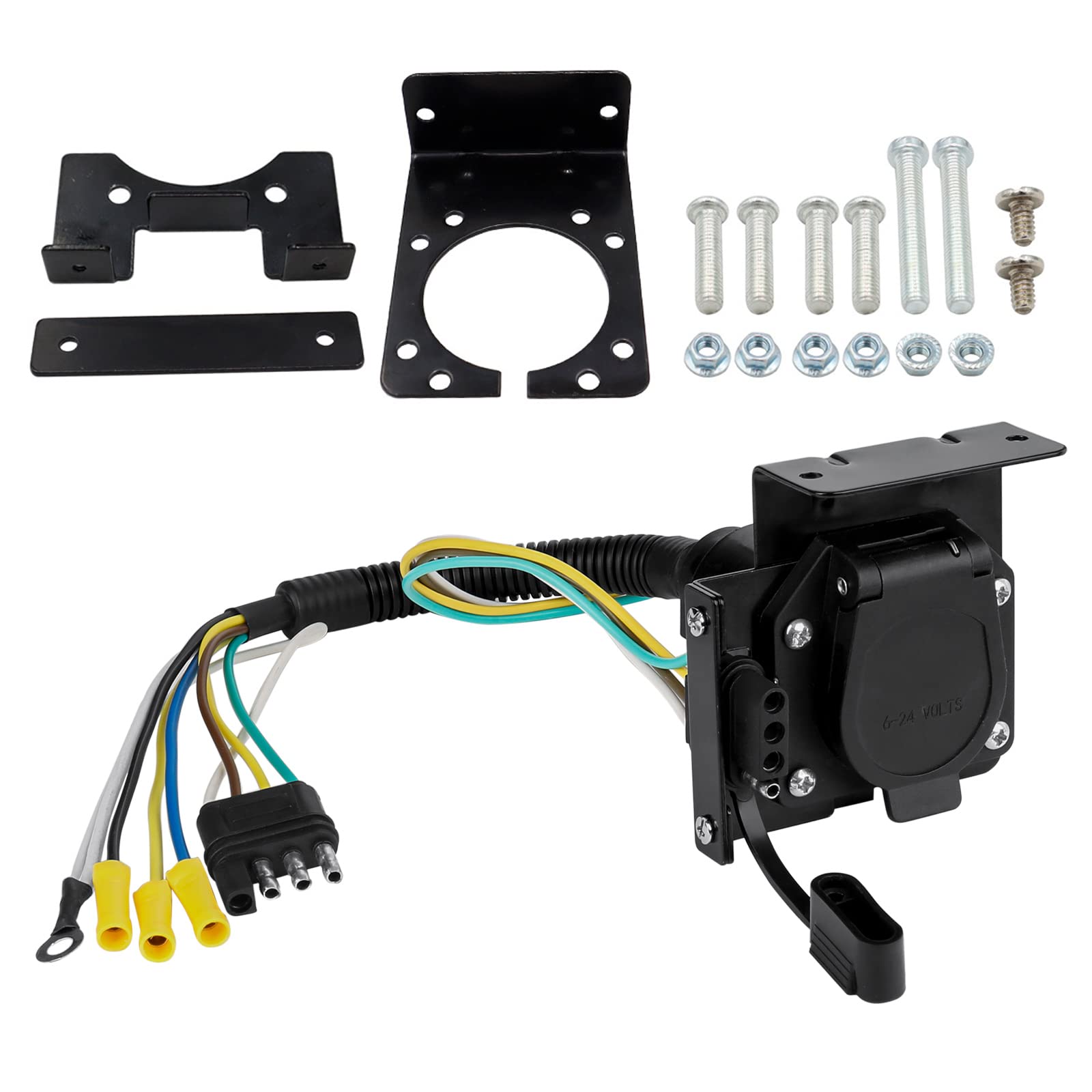 Snapklik.com : 4 Pin To 7 Pin Trailer Adapter, Dual Output 4-Way Flat