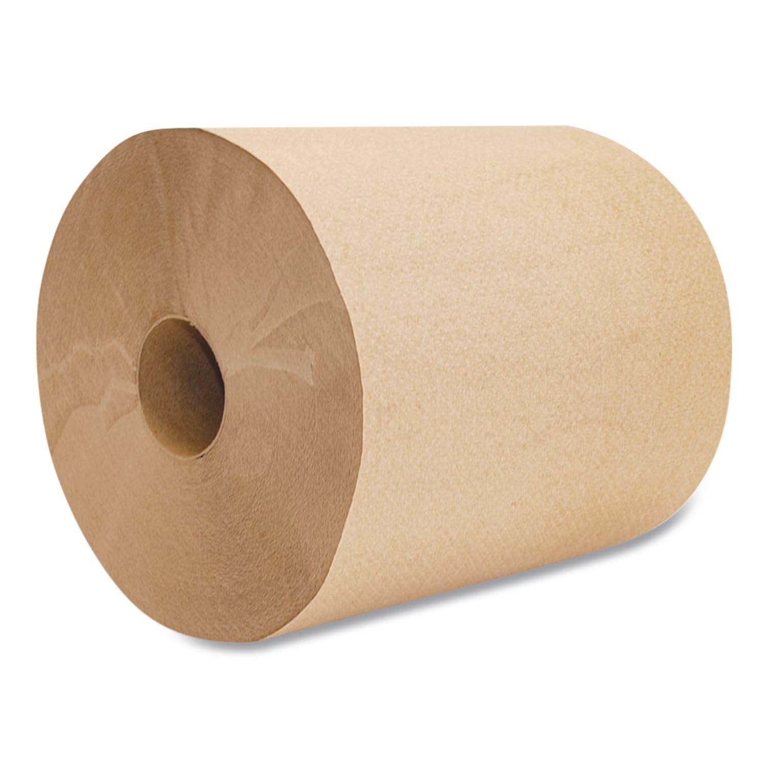 Boardwalk 16GREEN Green Seal Recycled Paper Towel Roll, Hardwound, Universal Roll Towels, Natural, 8" x 800 ft (Case of 6)