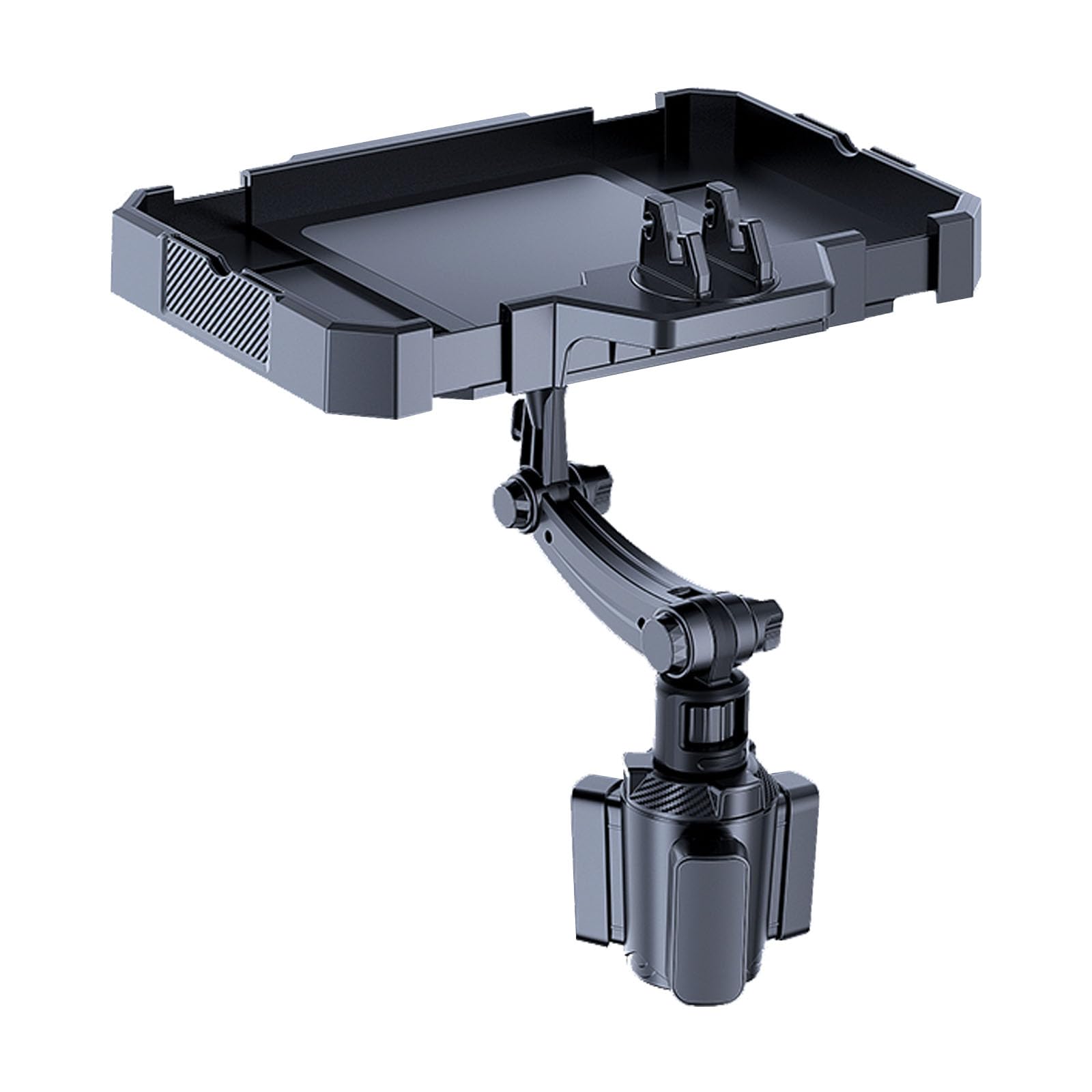 Photo 1 of Larger Car Cup Holder Tray, 9~11 inch Expandable Car Food Tray for Eating Hamburger/Snacks, Car Travel Cup Coffee Table Stand 360° Rotating Tray Table with Phone Holder, Road Trip Essentials