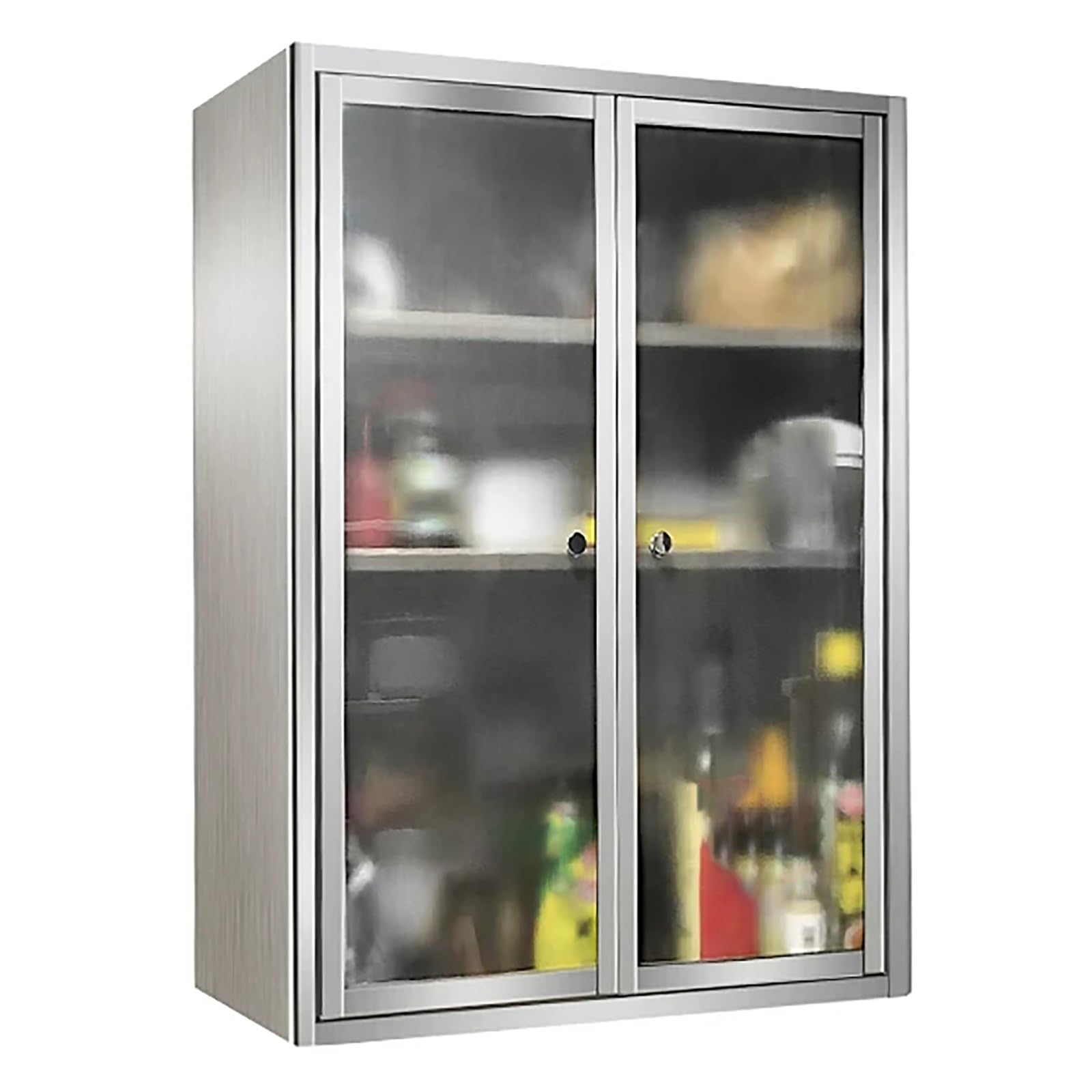 Armario de pared de acero inoxidable con estantes ajustables para cocina y baño