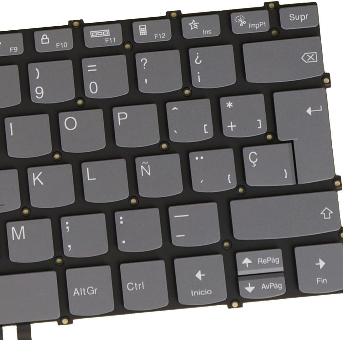 Laptop Keyboard for Lenovo IdeaPad 1-14ADA7, 1-14ALC7, 1-14AMN7, 1-14IAU7, 1-14IGL7, 1-14IJL7, 82R0 82R3 82VF 82QC 83AF 82V6 82LV, PR4SB-SP, Backlit Gray (SP Spanish Español Layout, Gray Black)