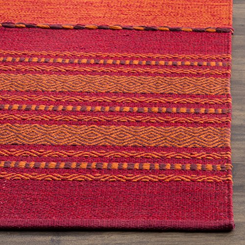 Safavieh Montauk Collection Runner Rug - 2'6" X 6', Orange & Red, Handmade Flat Weave Cotton, Ideal For High Traffic Areas In Living Room, Bedroom (Mtk215A) #TOP2