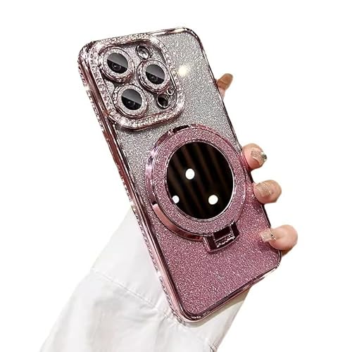 対応 iPhone17 Pro Maxケース 6.9インチ 背面きらきら ラインストーン キラキラリング付き 女性 鏡 ミラー ワイヤレス充電対応 薄型 シンプル 韓国 人気 アイフォン17プロマックス携帯カバー かわいい 純正 全方位カラー レンズ保護