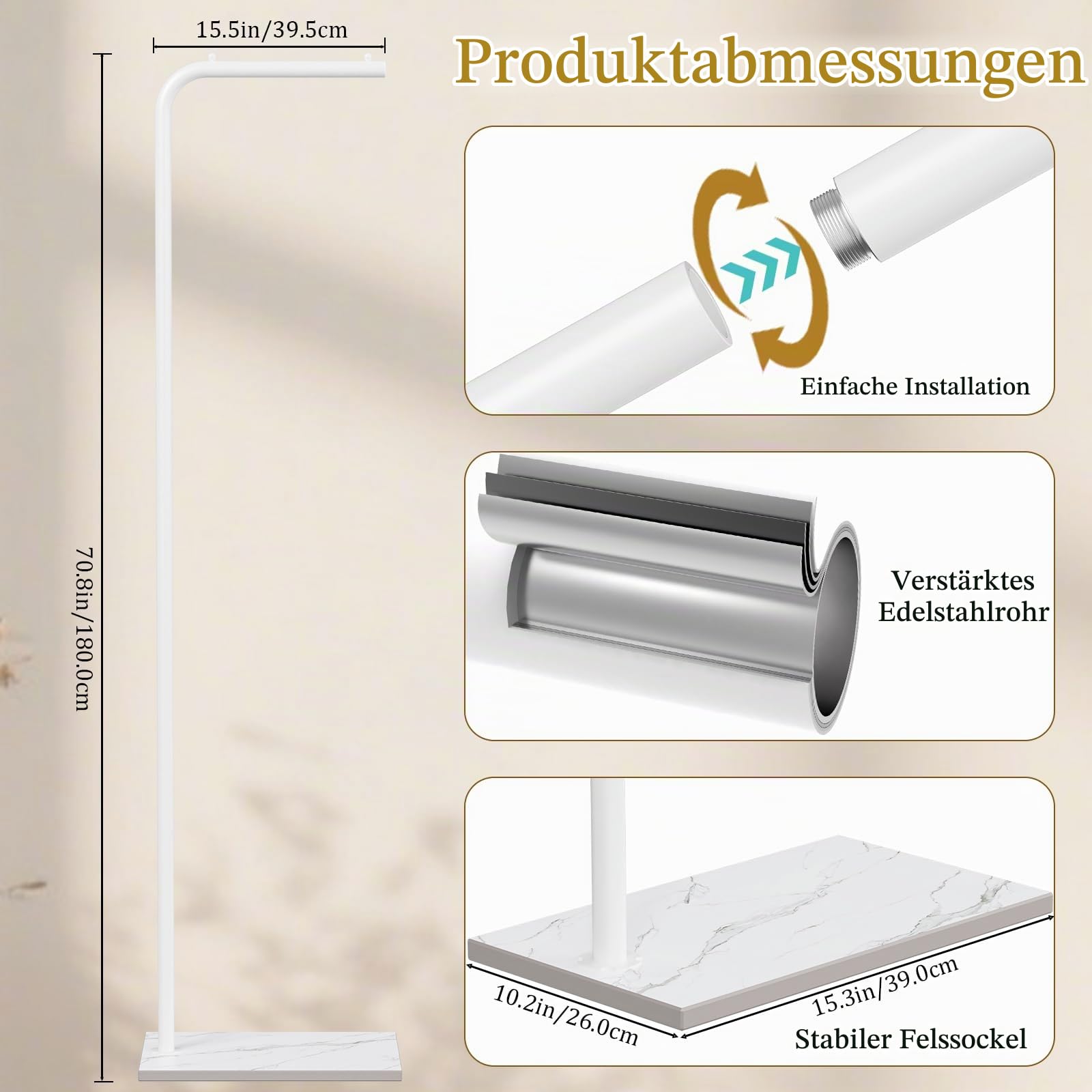 Garderobenständer Freistehend, Offener Kleiderschrank, Weiß