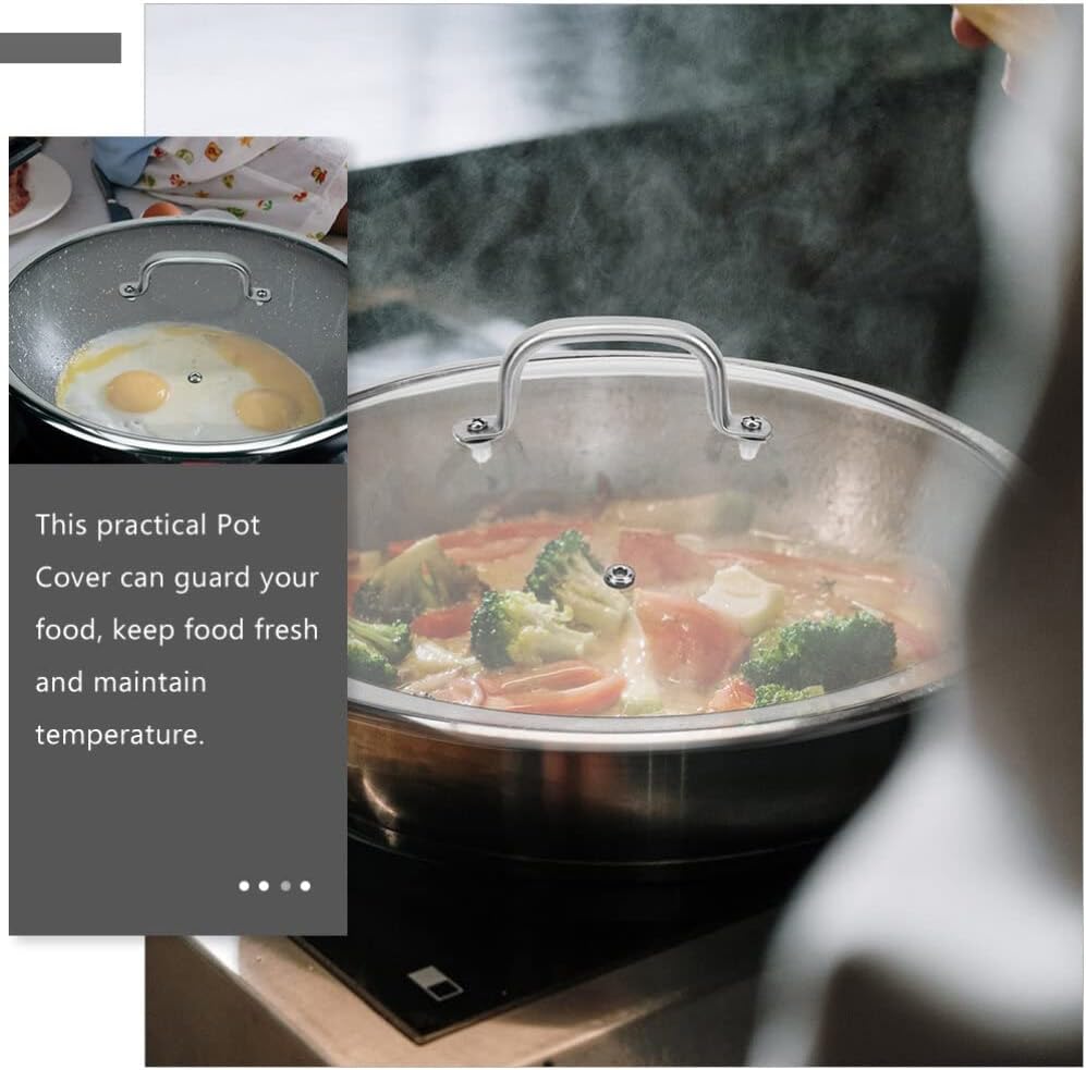 UPKOCH Lid Handle Tempered Glass Cover for Non-stick High-temperature Vent for Safe Cooking Easy to Clean Dishwasher Safe Cookware Accessory