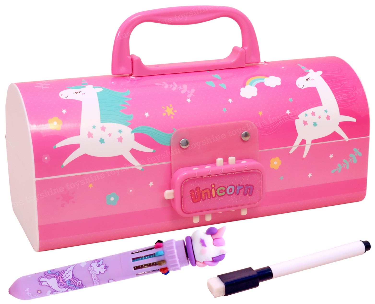 Toyshine Pencil Box With Code Lock Pen Case Large Capacity Multi-Layer Multi-Function Storage Bag Secret Compartment Pencil Box - Unicorn Pink - Plastic (B0CH9S14F4) Amazon Price History, Amazon Price Tracker