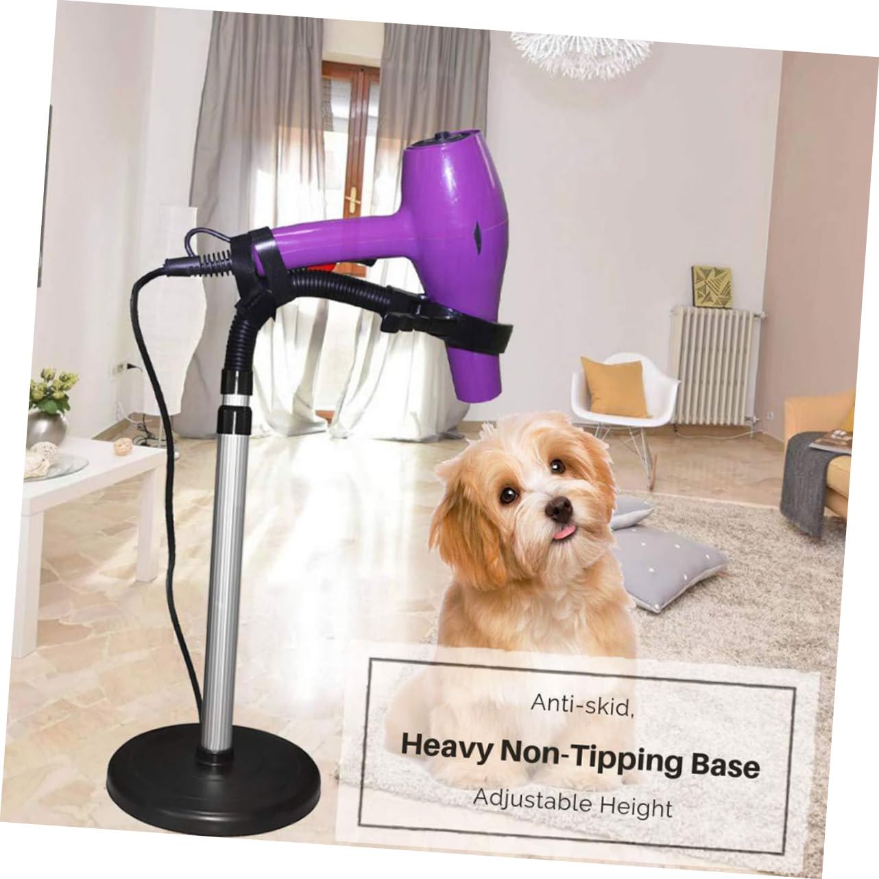 Verstellbare Haartrocknerhalterung Freihändig mit Saugnapf 360° Drehbar Schwarz für Friseursalon und Styling
