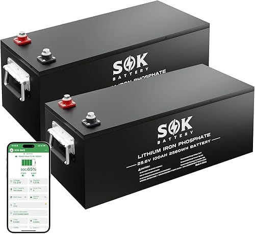 Miniatura 27 de SOK Battery Batería LiFePO4 de 314 Ah 12 V máx. Batería de ciclo profundo 15000, grado marino IP67 con calentador integrado, corte de baja