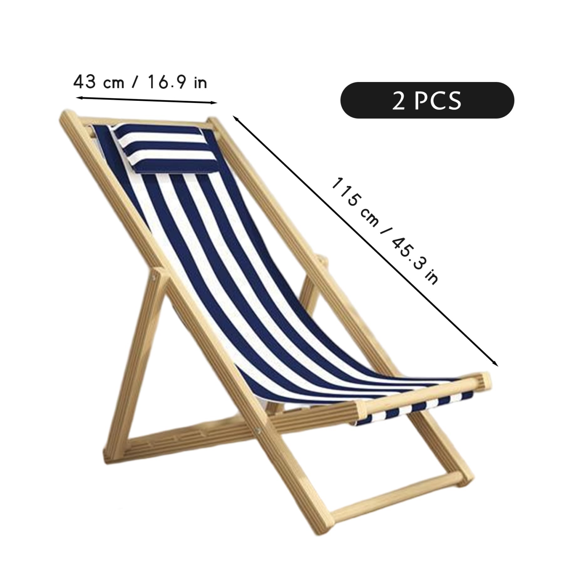 Tessuto sostitutivo per sedia a sdraio 2 pezzi 45x17 pollici, tessuto per sedia da patio in tela a righe blu e bianche per prendere il sole in giardino, spiaggia, campeggio, pesca
