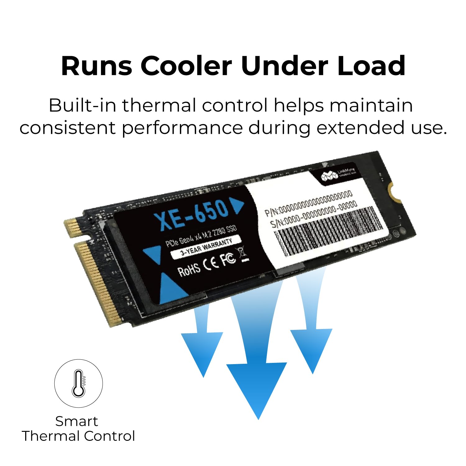 Amazon | LinkMore XE-650 PCIe 4.0 NVMe SSD 2TB M.2 2280 内蔵型