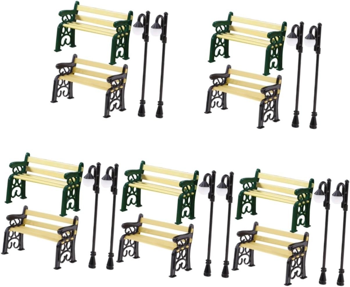 5sets Christmas Miniature Street Lamp Decor Mini House Furniture for Dollhouse and Scene Unique Ornament for Holiday Decoration