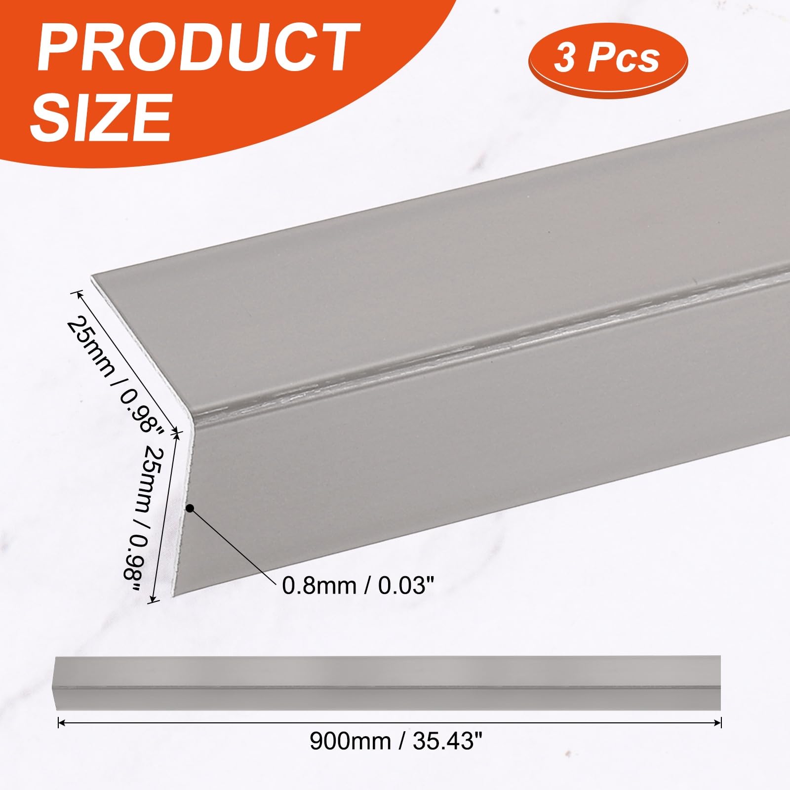 QUARKZMAN 3 Pezzi Proteggi Angoli Da Parete 35" X 1" In Alluminio Grigio