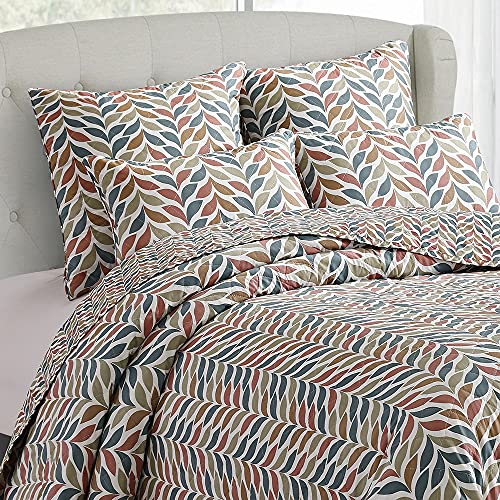 PimpamTex – Colcha Bouti Estampada Reversible para Cama – (240 x 270 cm, Trigo castaño)