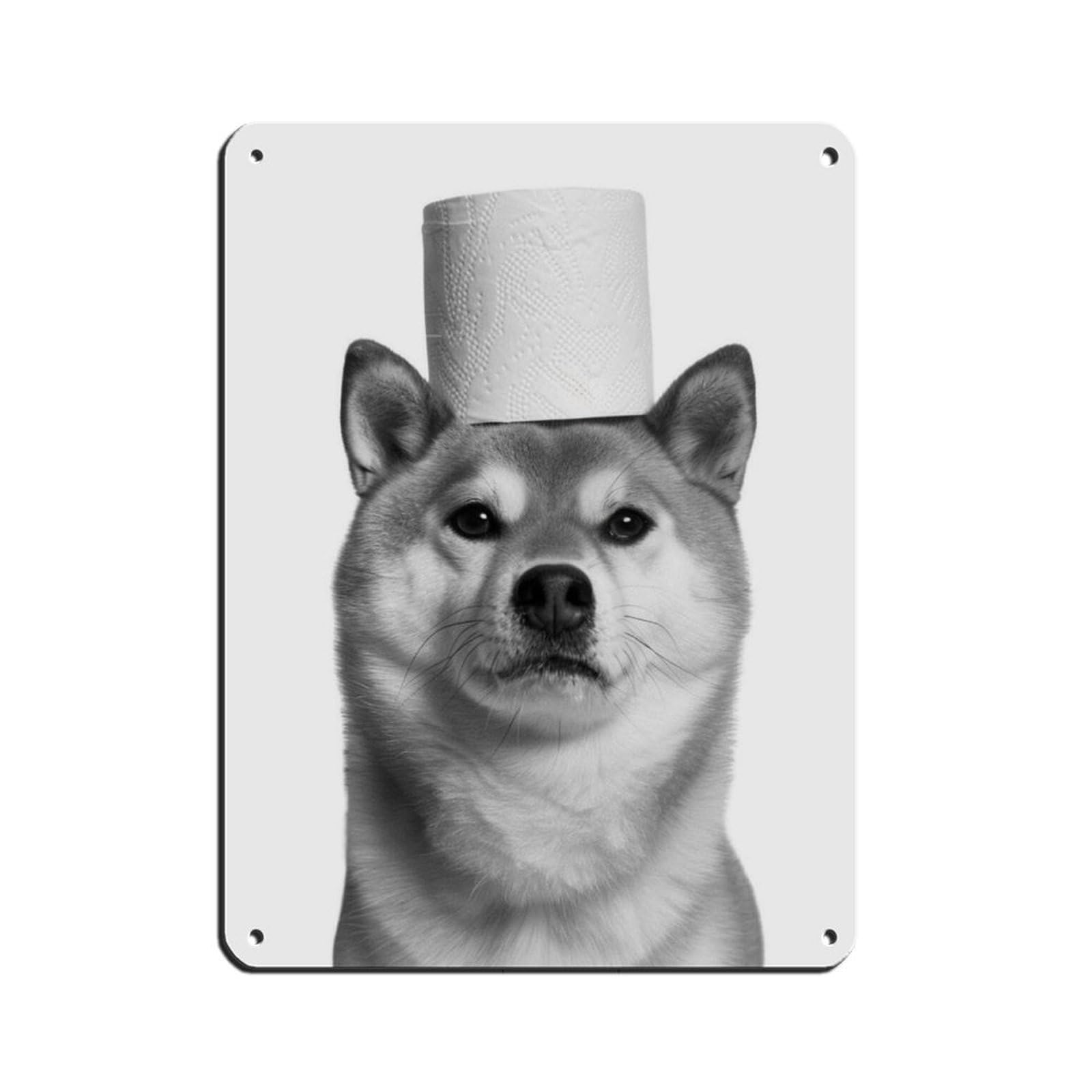 Bathroom Art, Shiba Inu Dog, Toilet Paper Retro Poster Metal Tin Sign Chic Art Retro Iron Painting Bar People Cave Cafe Family Garage Poster Wall Decoration 12x16inch(30x40cm)