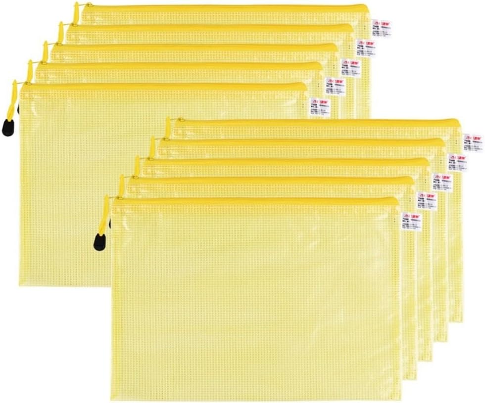 A4 Plastic Network Grid Zipper Paper Folder Bag Storage