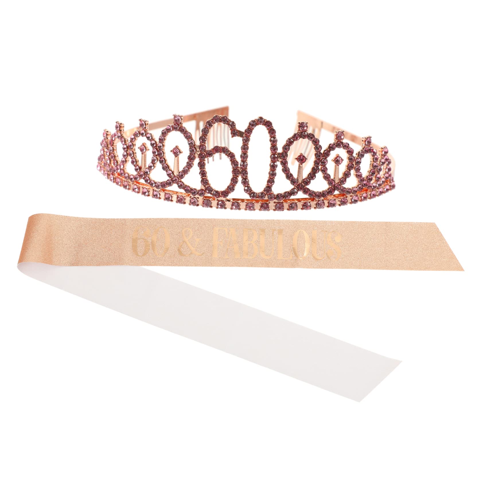 Housoutil 4ensembles Ème Anniversaire Couronne Et Écharpe Décoratives Doré Ensemble De Fête Pour Femmes Avec Accessoires Élégants Pour Célébration Anniversaire