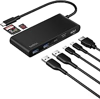 Vista 1 de Belkin Concentrador USB C, concentrador de 7 puertos con pantalla HDMI 4K @ 60Hz, SD y MicroSD, entrega de energía de 100 W, transferencia rápida