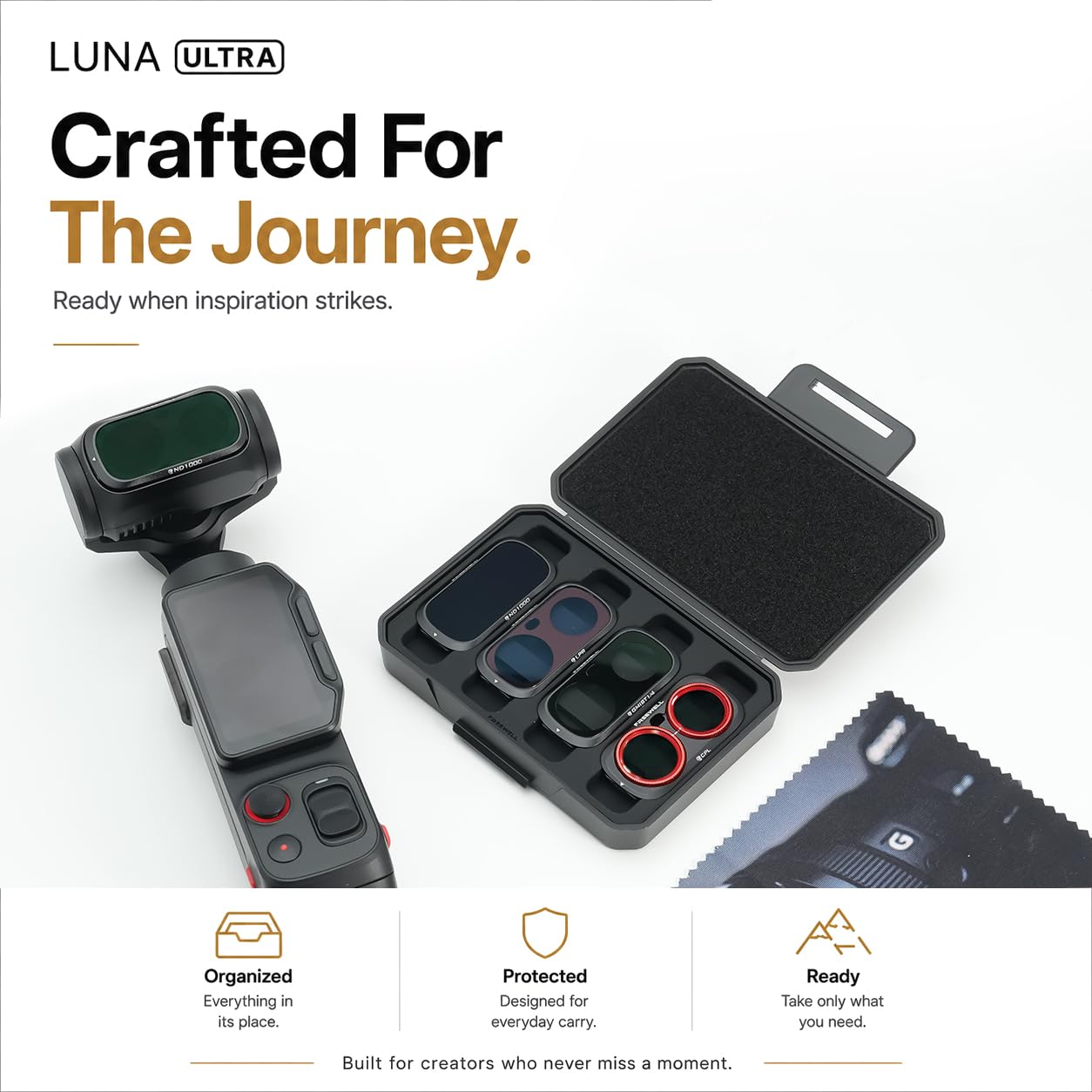 Freewell Everyday Creative Filter-Set für Insta360 Luna Ultra | Inklusive ND1000-, CPL, Glow Mist 1/4 und LPR-Filter für Langzeitbelichtung, Leuchten und Nachtaufnahmen.