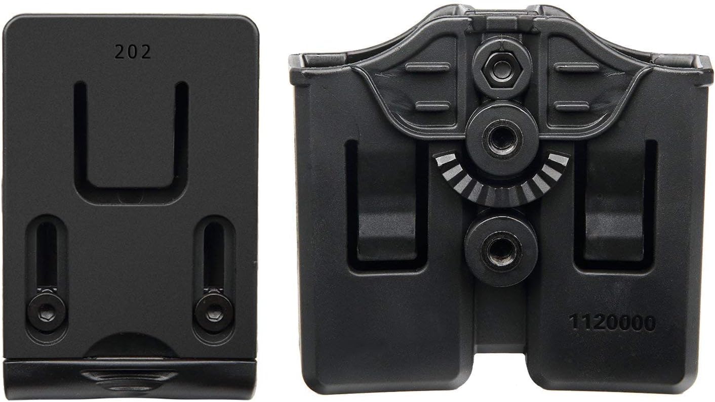 efluky Custodia per caricatore Fondina per caricatore universale Clip per pistola adatta per Walther P99/HK/CZ/Glock 17 19/Sig Sauer/9mm Fondina per caricatore Airsoft, Clip da cintura regolabile 60°