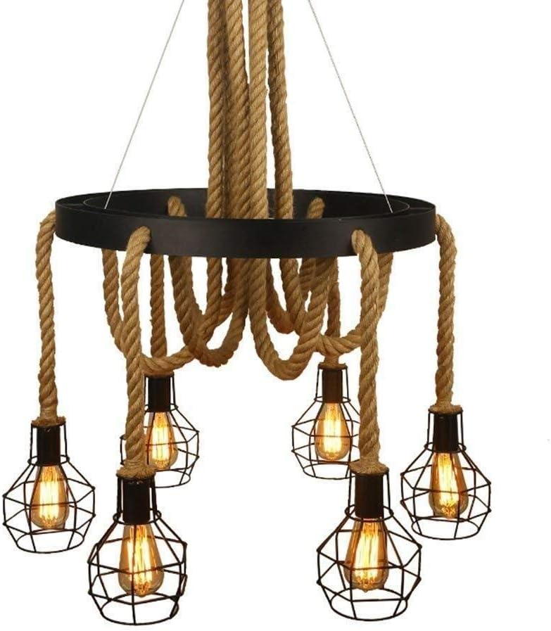 Rope Lamps Iron Lighting Industrial Lamps Metal Wire Cage Lamp Loft Rustic Vintage Ceiling Light Cover Unique Retro Lighting