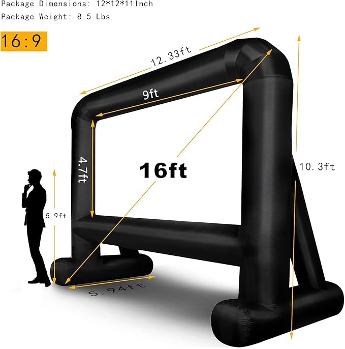 Pantalla inflable de proyección OUTTOY 16 pies para exteriores miniatura 3