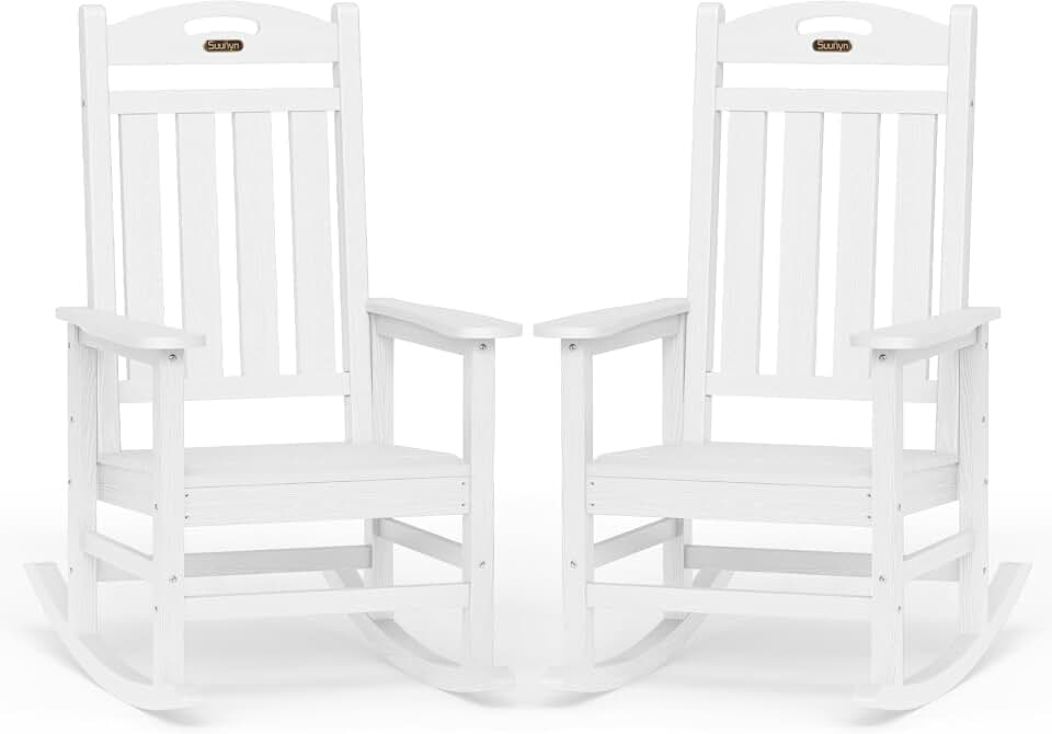 Outdoor Rocking Chair Set of 2, HDPE Patio Rocking Chair,All Weather | Relax in Gentle Rock, Create Comfort Everywhere, Share Relaxing Moment Together, Withstand Changing Seasons,Timeless Style