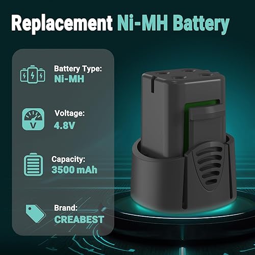 Miniatura 2 de CREABEST Paquete de 2 baterías miniMite de 3500 mAh Ni-MH de 4.8 voltios compatibles con Dremel 755-01 7300-N/8 MiniMite 7300-PT para mascotas